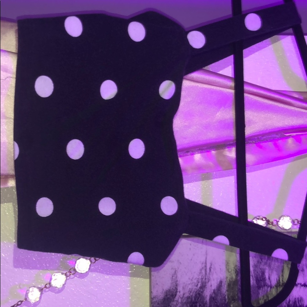 Black and white cute polkadot  crop top